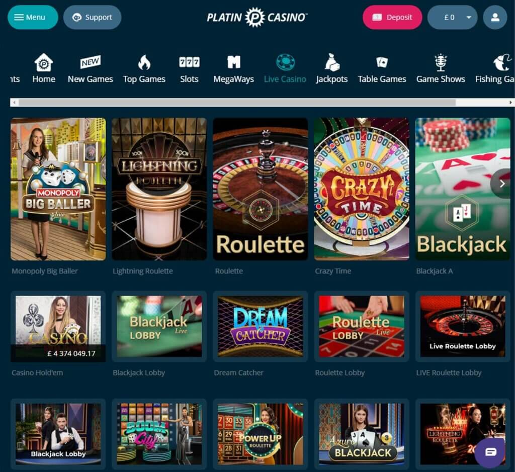 Platin Casino Desktop preview 2