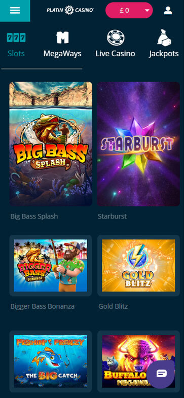 Platin Casino Mobile Preview 1