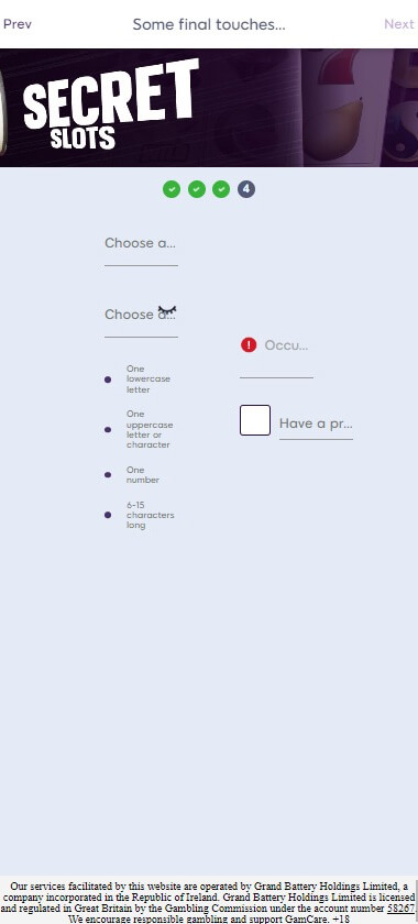 Secret Slots Casino Registration Process Image 1