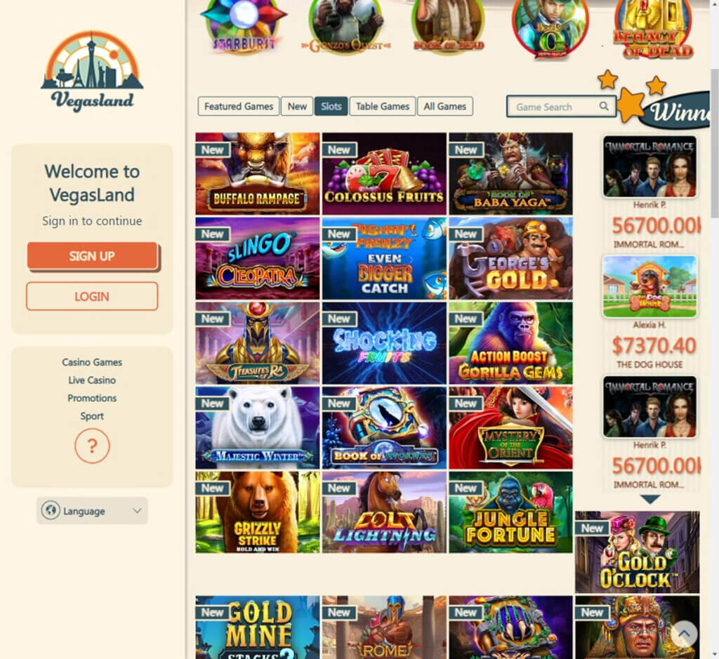Vegas Land Casino Desktop preview 2