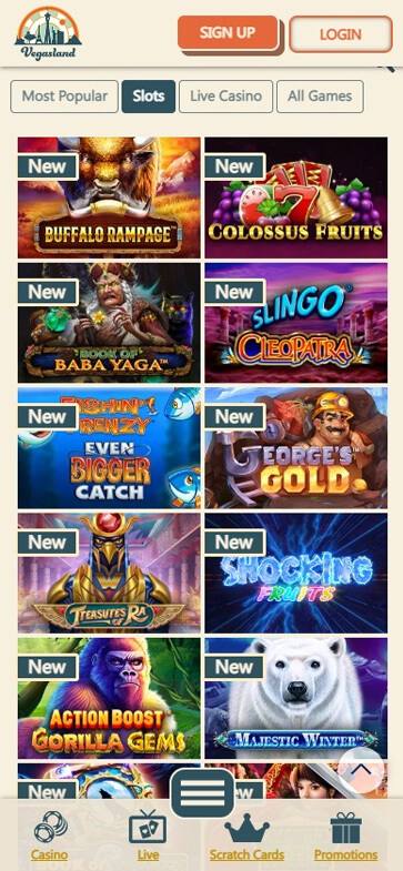 Vegas Land Casino Mobile Preview 2