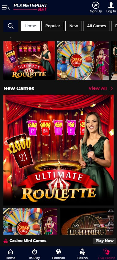 Planet Sport Bet Casino Mobile Preview 1