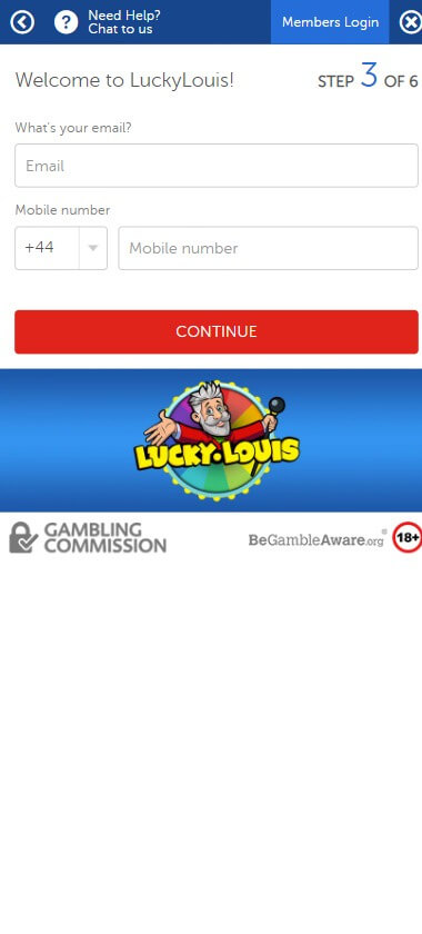 Lucky Louis Registration Process Image 3