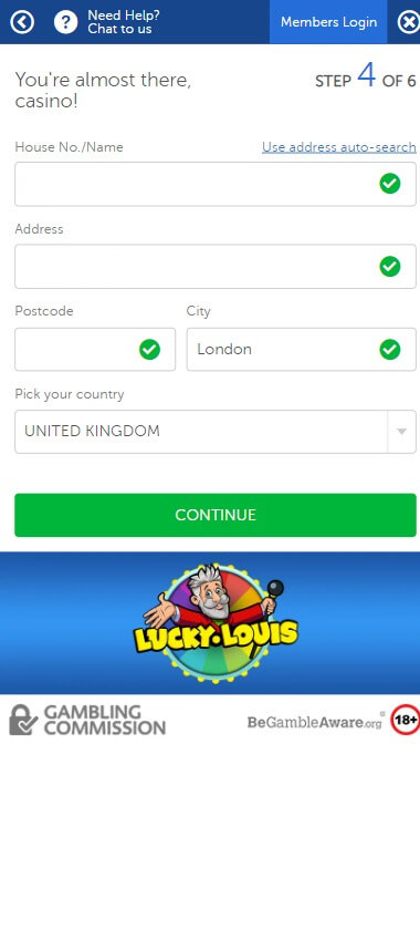 Lucky Louis Registration Process Image 4