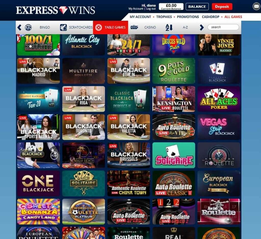 Express Wins Casino Desktop preview 1