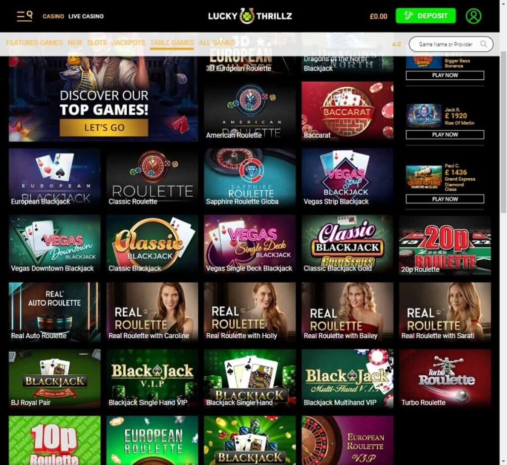 Lucky Thrillz Casino Desktop preview 1