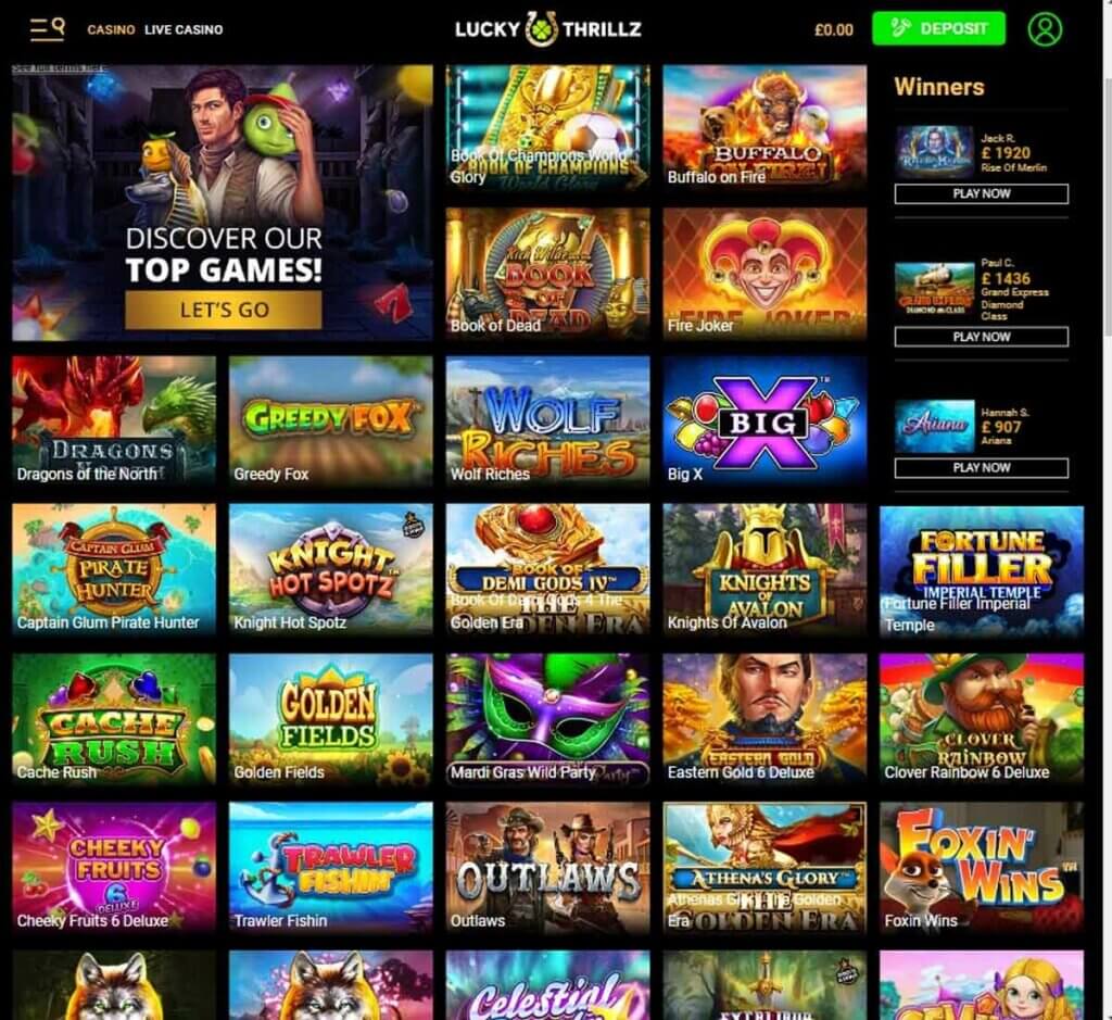 Lucky Thrillz Casino Desktop preview 2