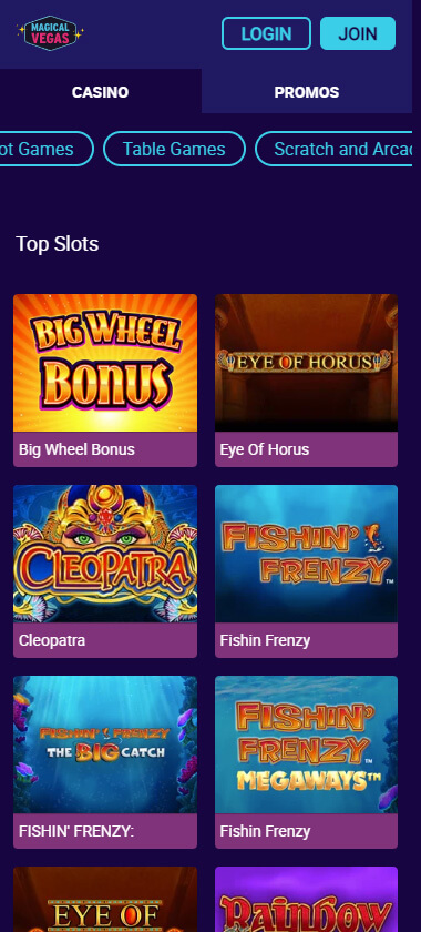 Magical Vegas Casino Mobile Preview 1