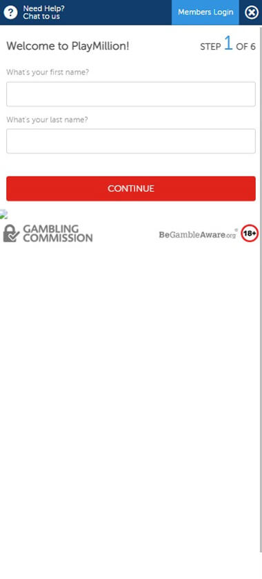 PlayMillion Casino Registration Process Image 1