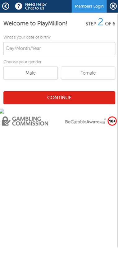 PlayMillion Casino Registration Process Image 2