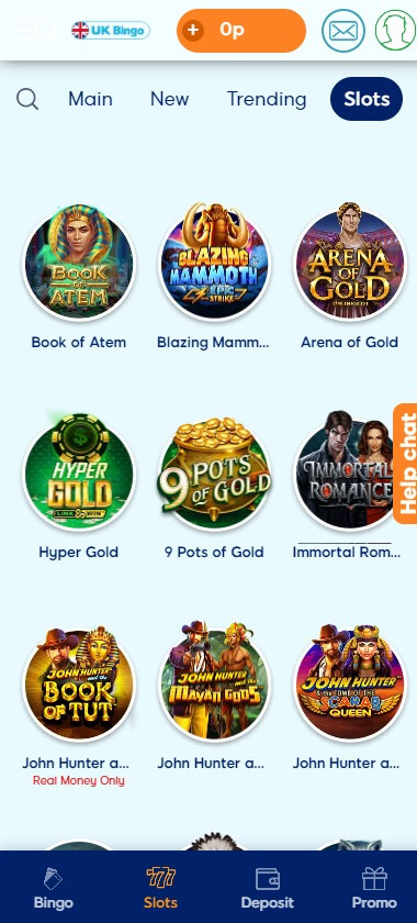 UK Bingo Casino Mobile Preview 1