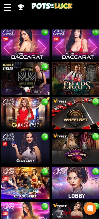 Pots of Luck Casino Mobile Preview 1