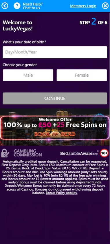 Lucky Vegas Casino Registration Process Image 2