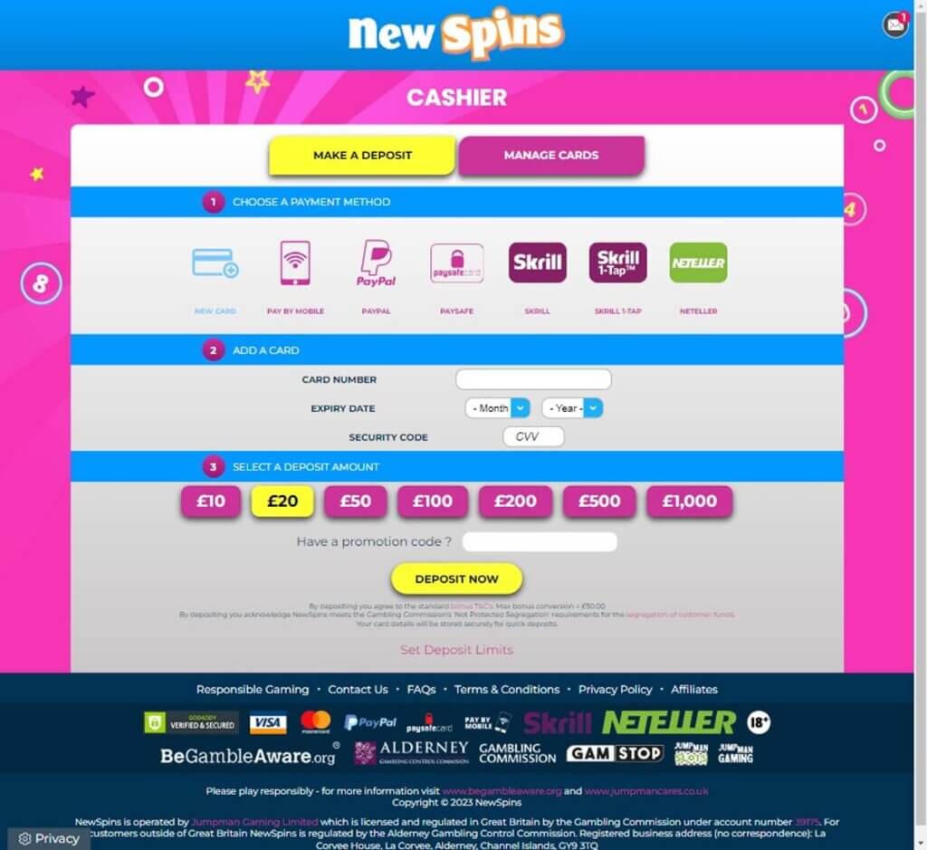 NewSpins Casino Desktop preview 3