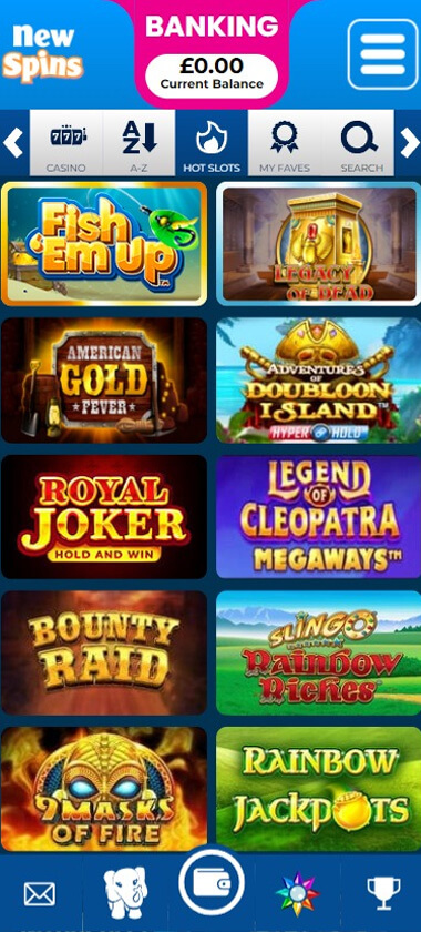 NewSpins Casino Mobile Preview 2