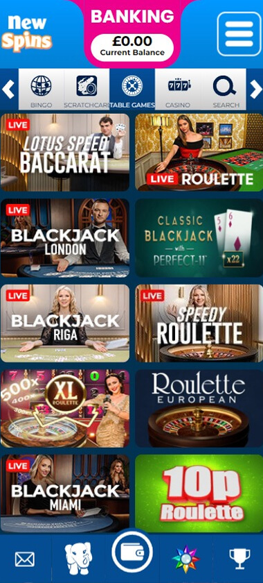 NewSpins Casino Mobile Preview 1
