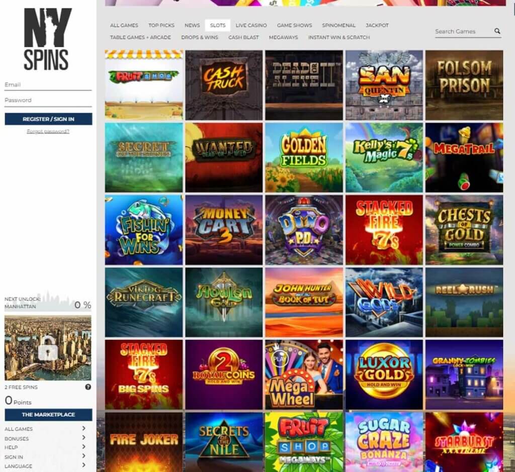 NYspins Casino Desktop preview 2
