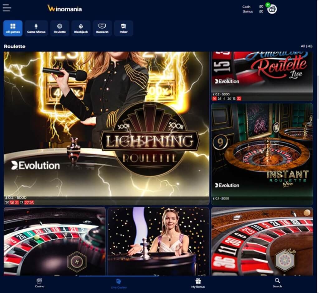Winomania Casino Desktop preview 2