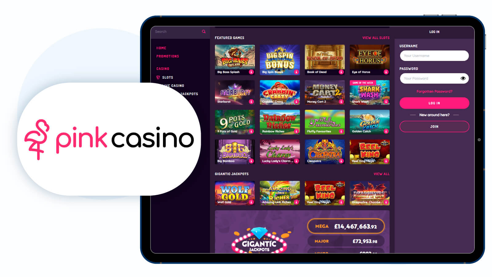 Pink casino homepage
