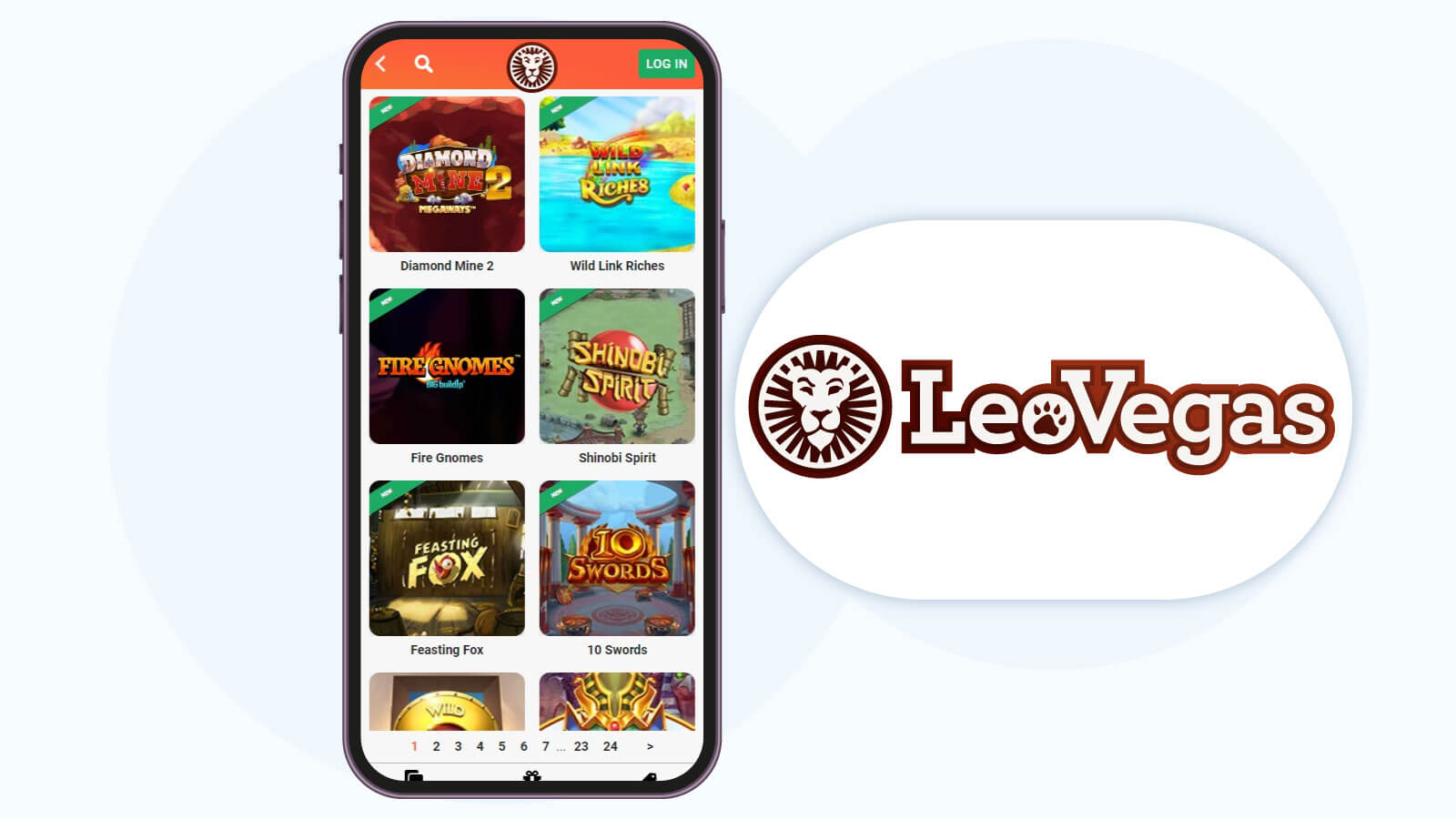LeoVegas casino lobby