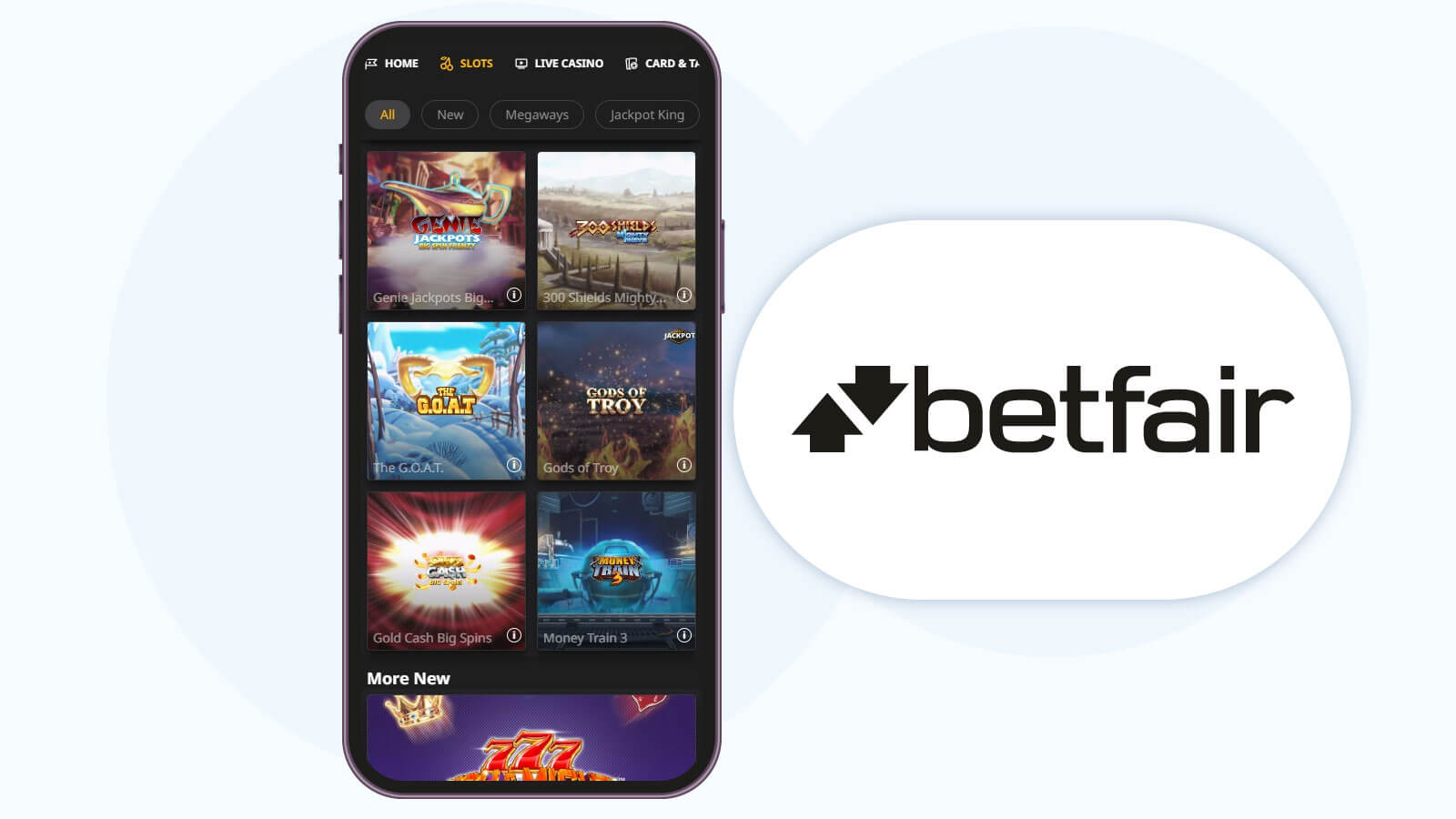 Betfair Casino slot games slection