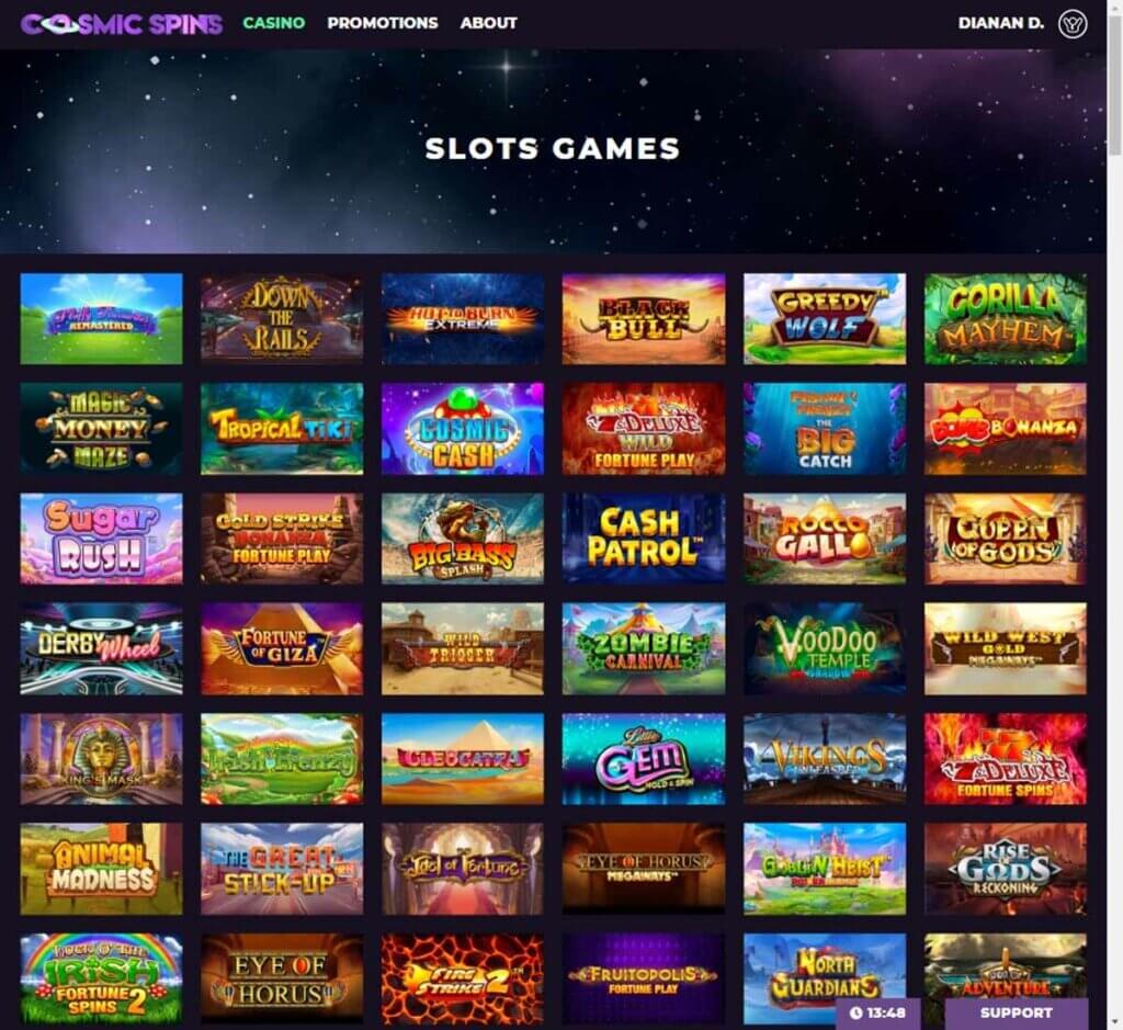 Cosmic Spins Casino Desktop preview 1