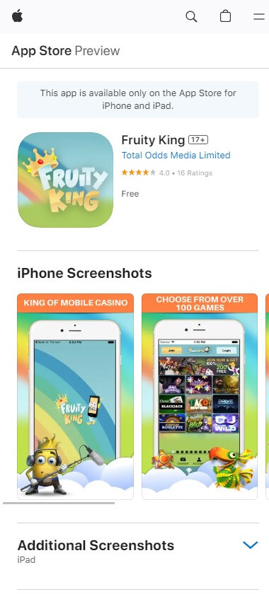 Fruity King Casino App preview 1